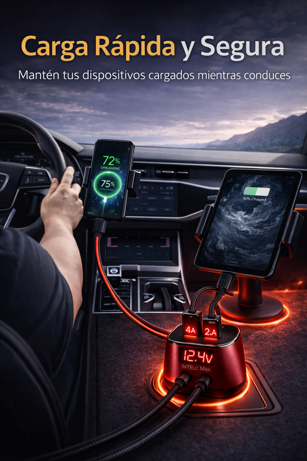 ADAPTADOR CARGADOR DE CARRO-CARGA RAPIDA⚡